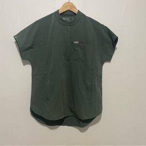 FIGS Montex Classic Mock Neck Scrub Top Sml Green Stretch Breathable Comfy NWT